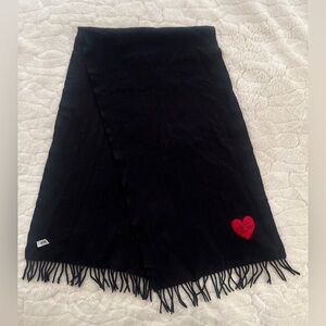Moschino Black Scarf with Red Heart Accent